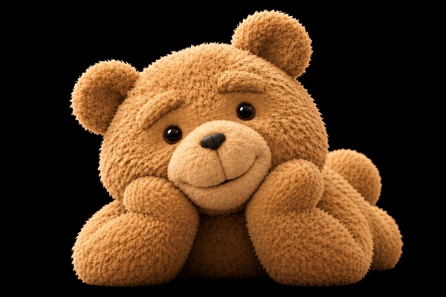 Ted lying on his paws, waiting